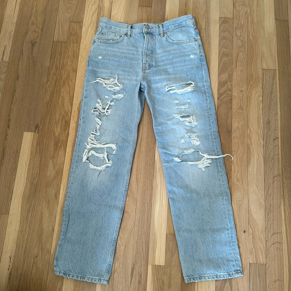 Zara ripped straight leg jeans